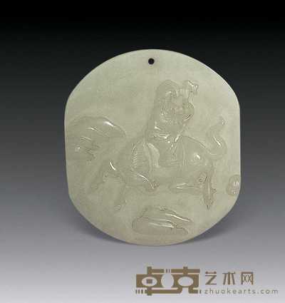 清 福寿玉牌 长5cm